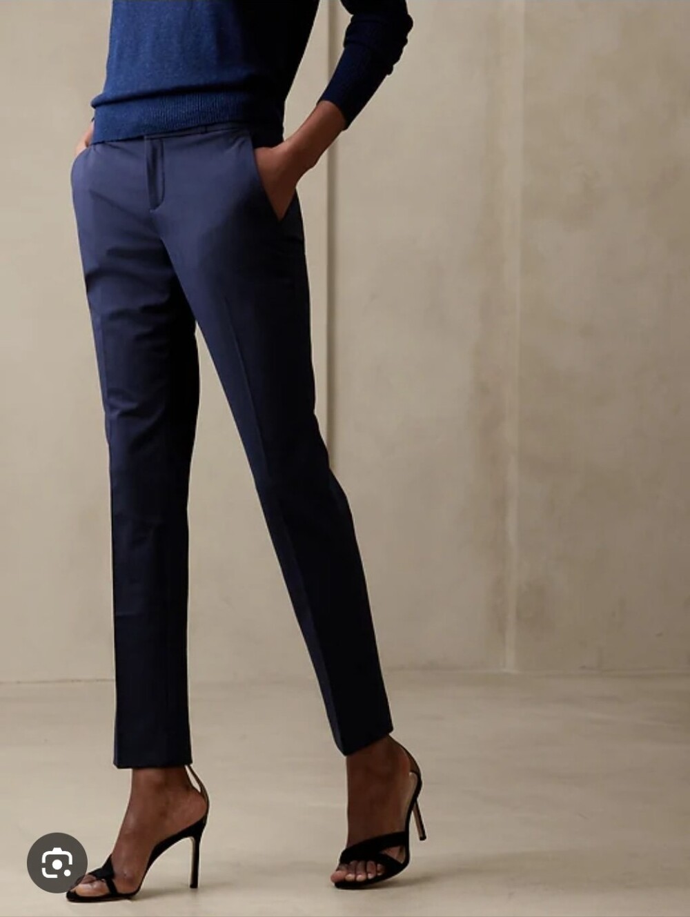 NWOT Banana Republic Navy Ryan Straight Leg Wool Blend Trousers Size 4